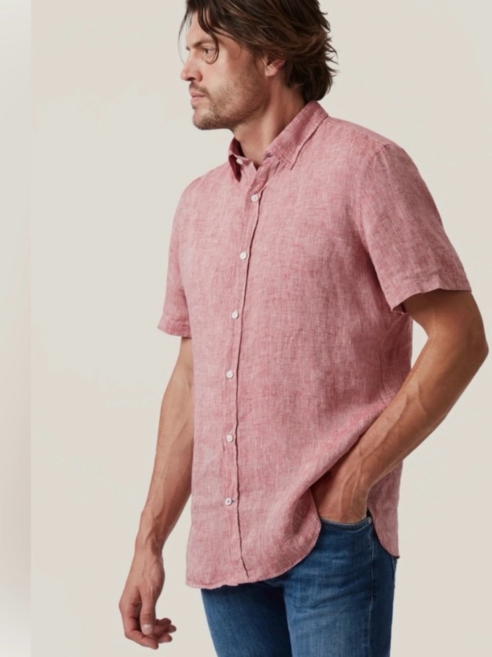 Original Weatherproof Vintage Men's Washable Linen Button Down Shirt